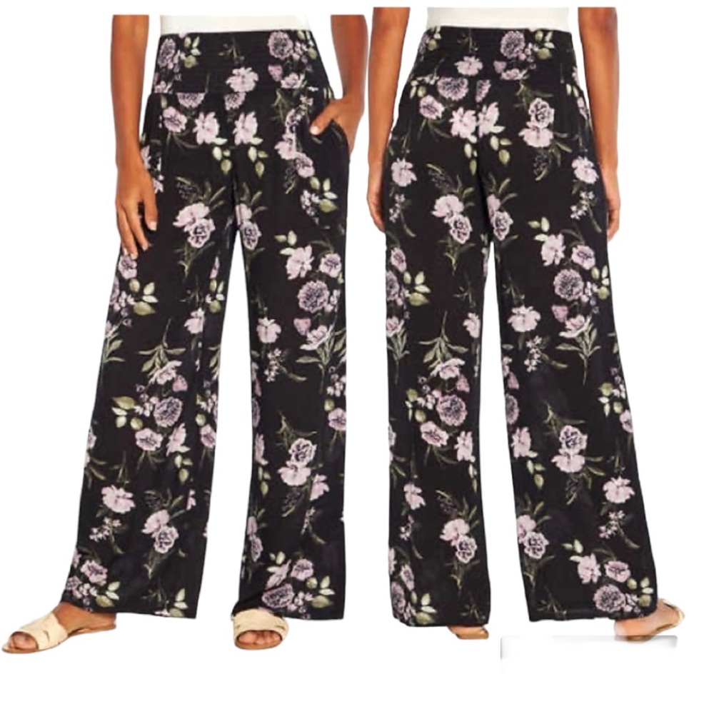 ••• Three Dots Ladies' Wide-Leg High-Rise Floral Prints Pant, Size Small